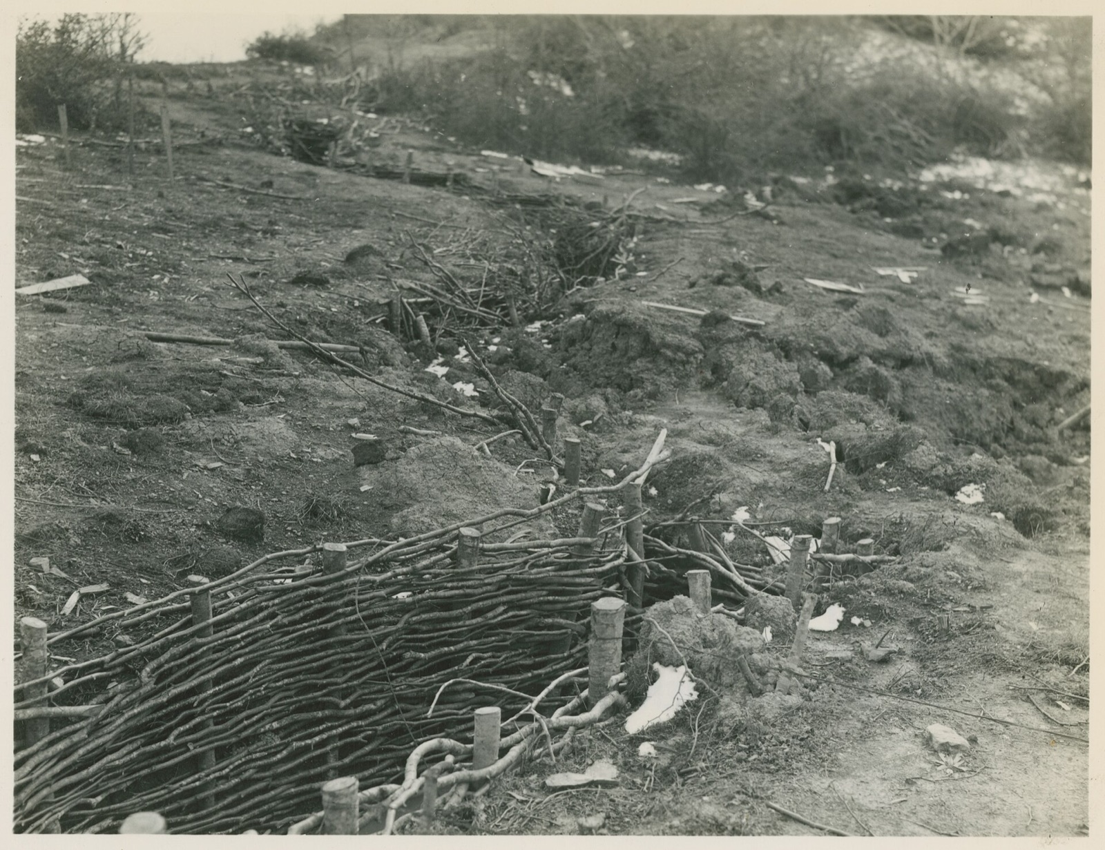 Fortifications of the Gothic Line in the Apennines, photographed in November 1944. Picture for illustration.