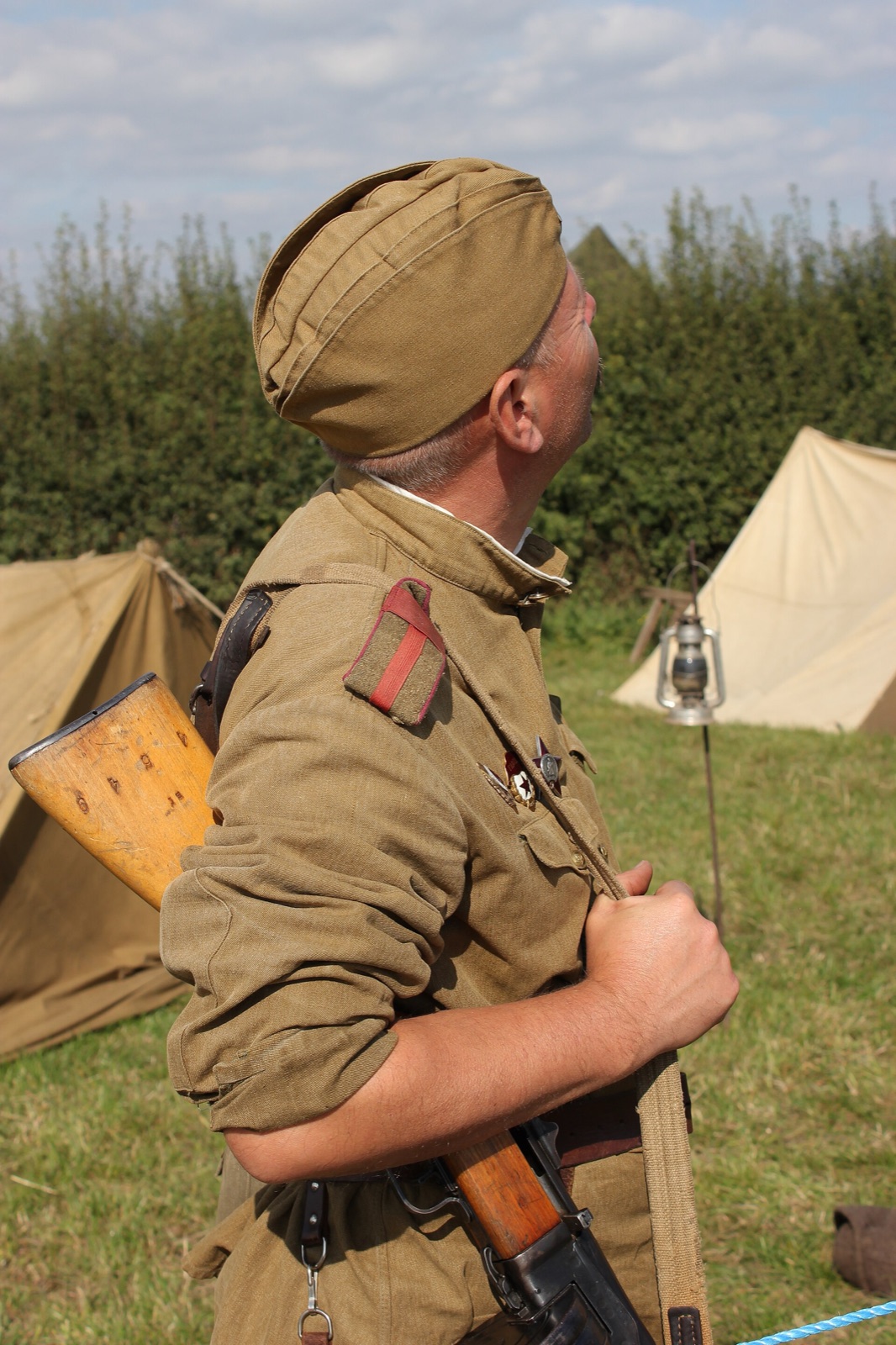 A reenactor in Red Army field uniform at a show in Leicestershire. Picture for illustration, not the MARS event.