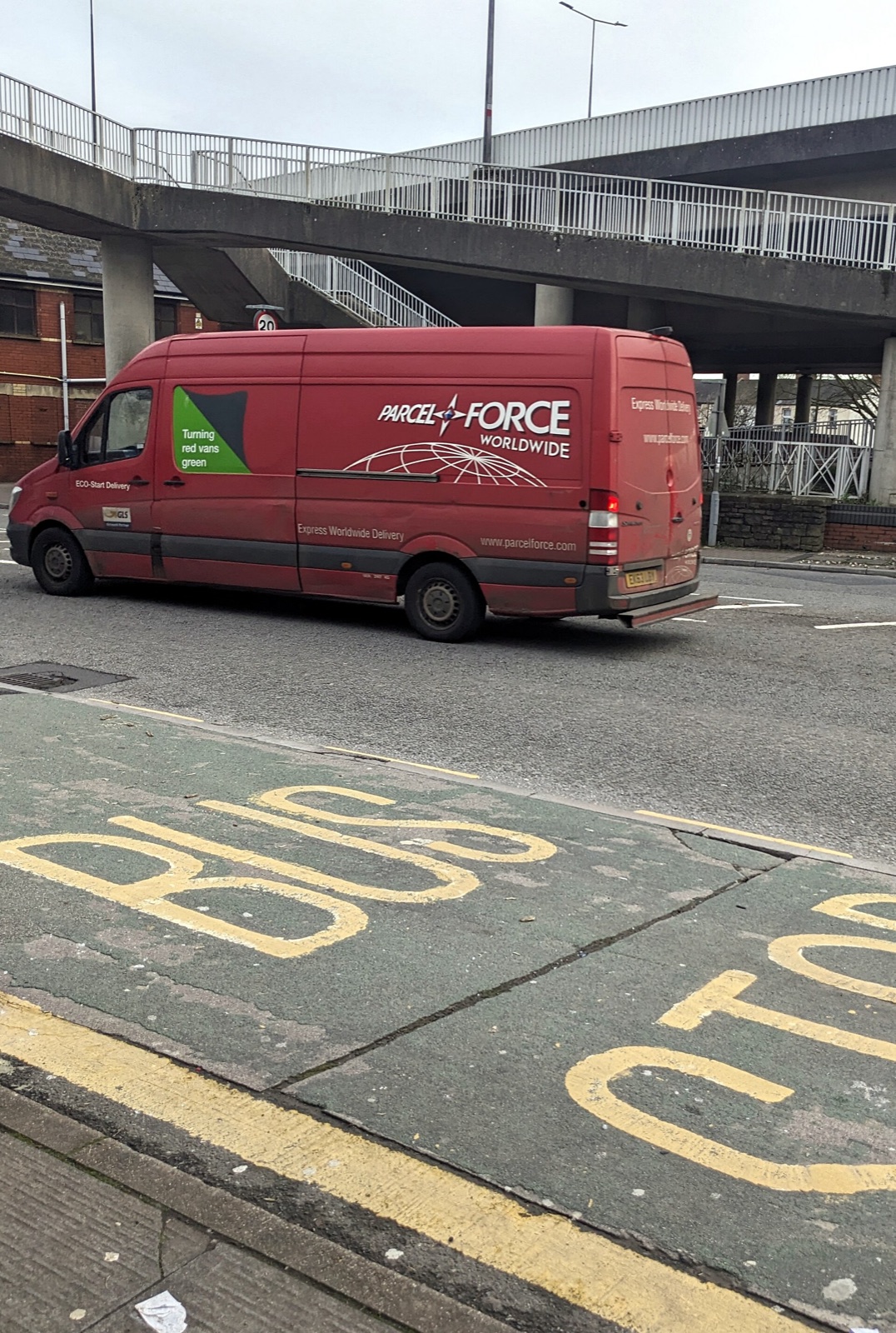 A Parcelforce Worldwide van in Newport, Wales.