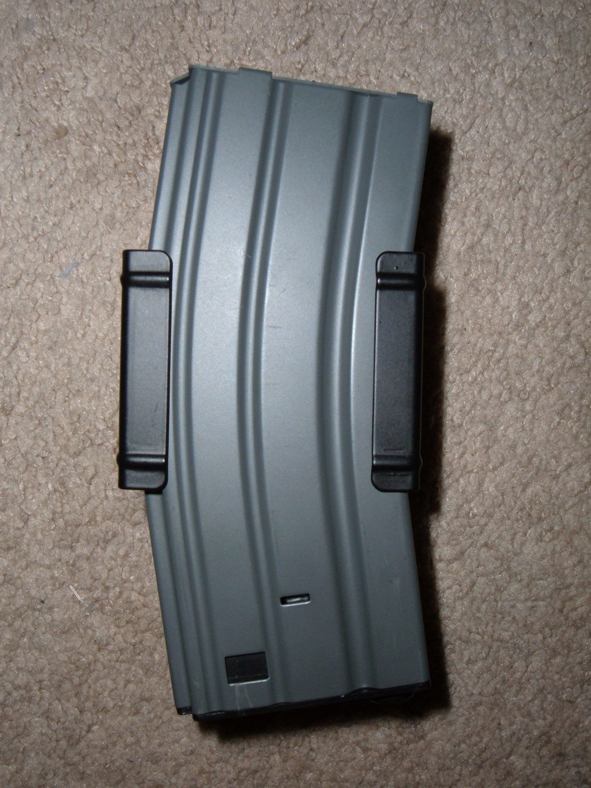 An airsoft rifle magazine. Picture for illustration.