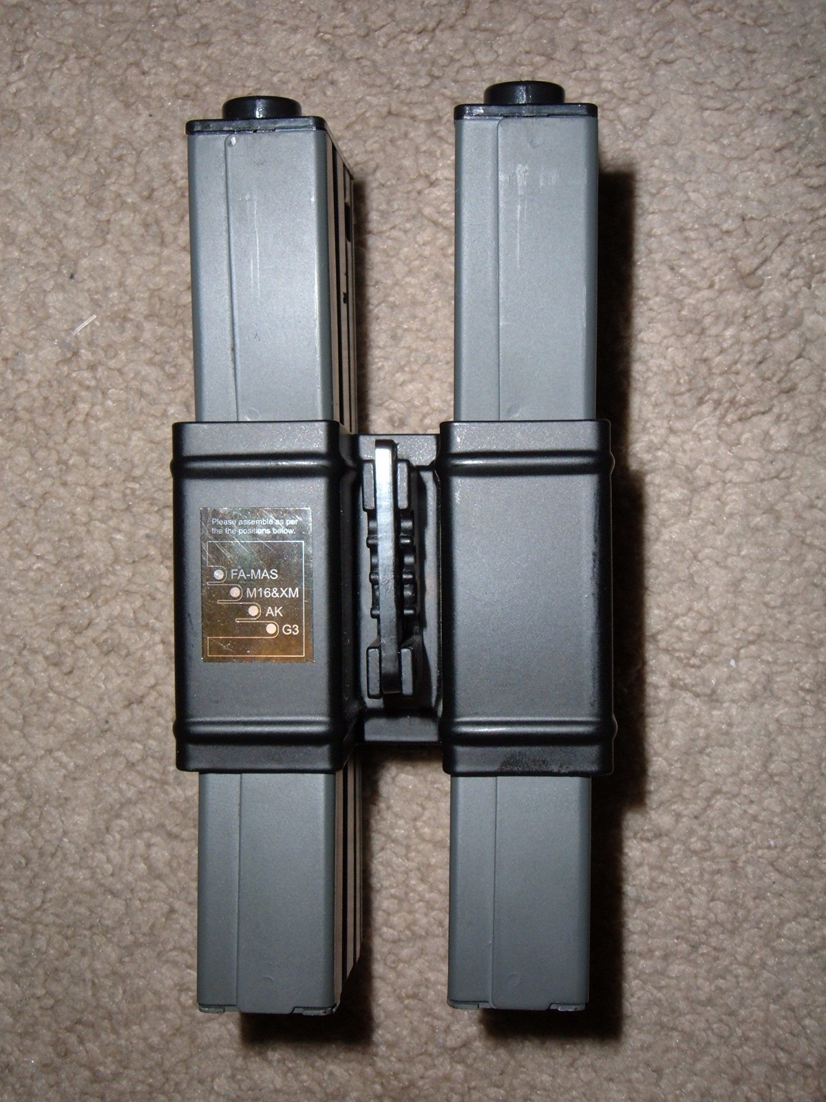 Airsoft rifle magazines. Picture for illustration.